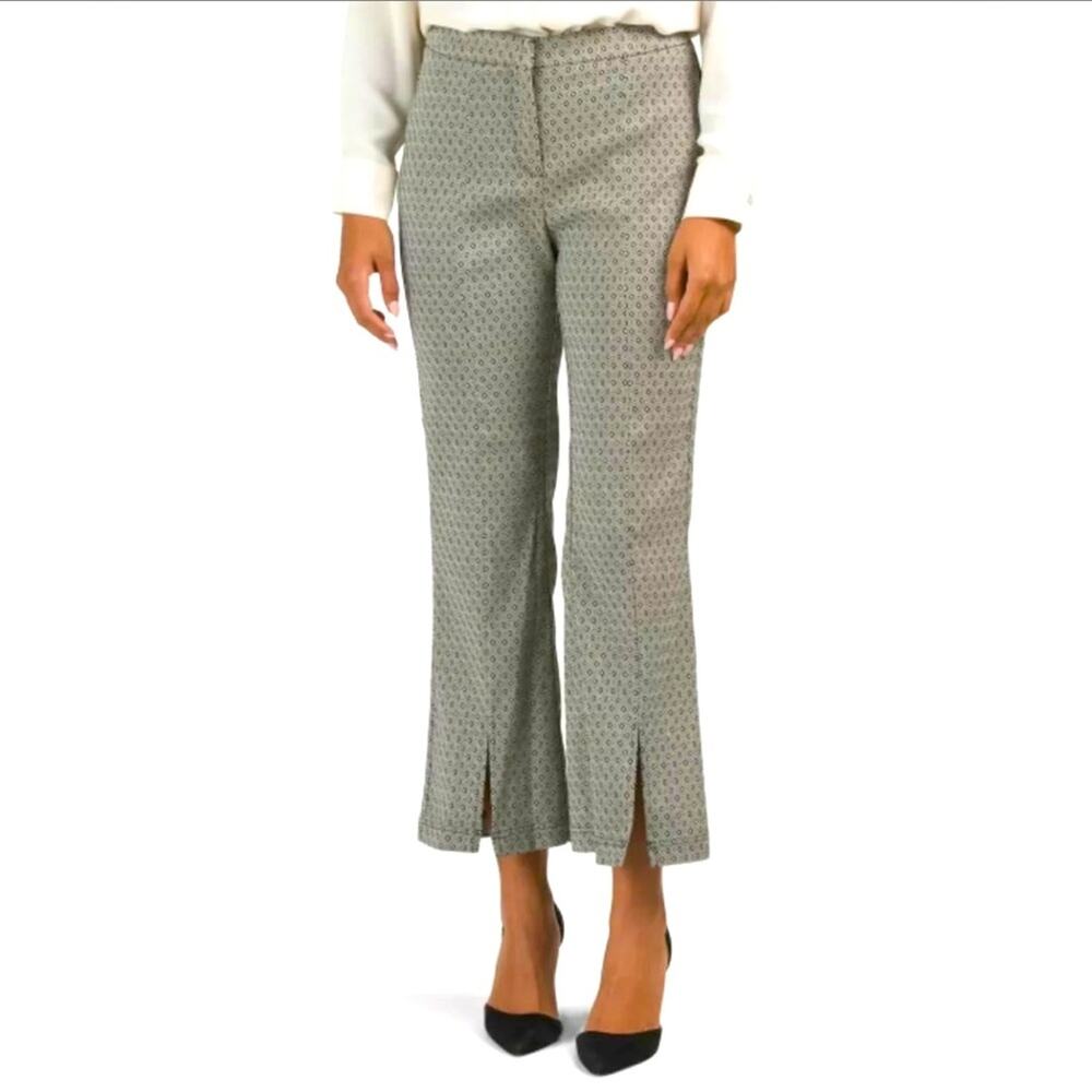 Nanette Lepore Gold Very Black Rich Romantics Cropped Vented Hem Pants Size 6